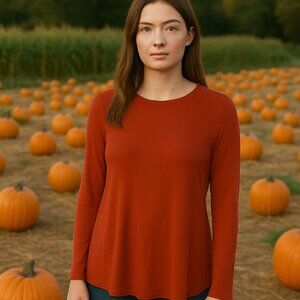 #329 Mittoshop Women's Long Sleeve Rust Top